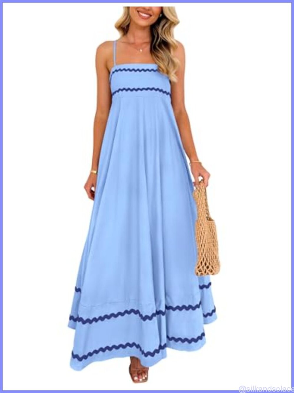 Boho Spaghetti Strap Maxi Dress Square Neck Ruffle A-Line Sleeveless Summer